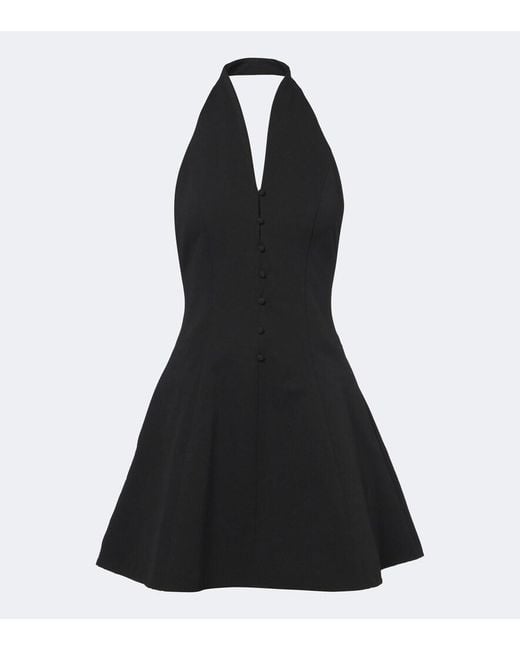 Staud Black Stella Halterneck Cotton-Blend Minidress
