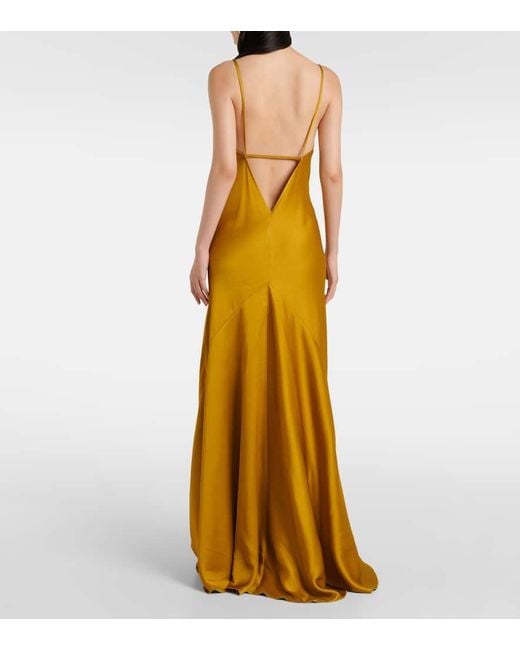 Victoria Beckham Yellow Satin Crepe Slip Dress