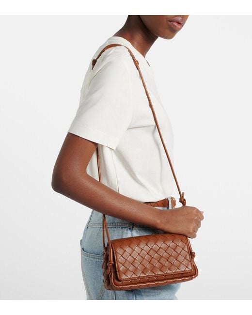 Bottega Veneta Brown Notturno Intrecciato Leather Crossbody Bag