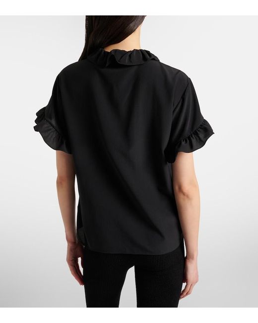 Chloé Black Ruffled Silk Crepe De Chine Top