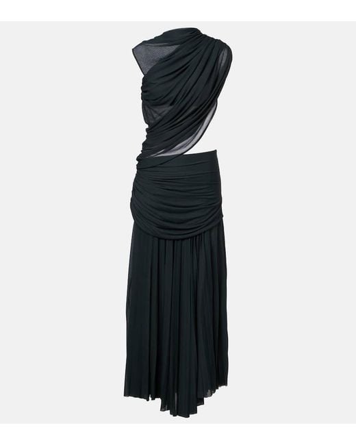 Proenza Schouler Black Irma Cutout Draped Jersey Midi Dress