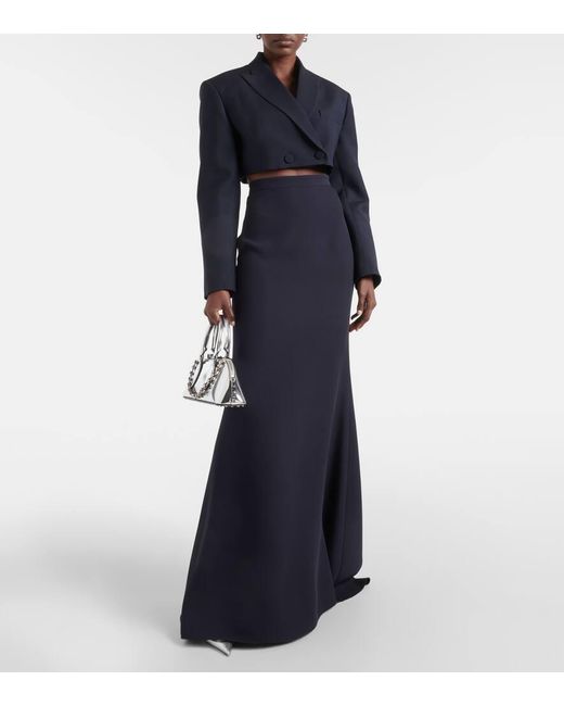 Valentino Blue Cropped-Blazer Aus Crepe Couture