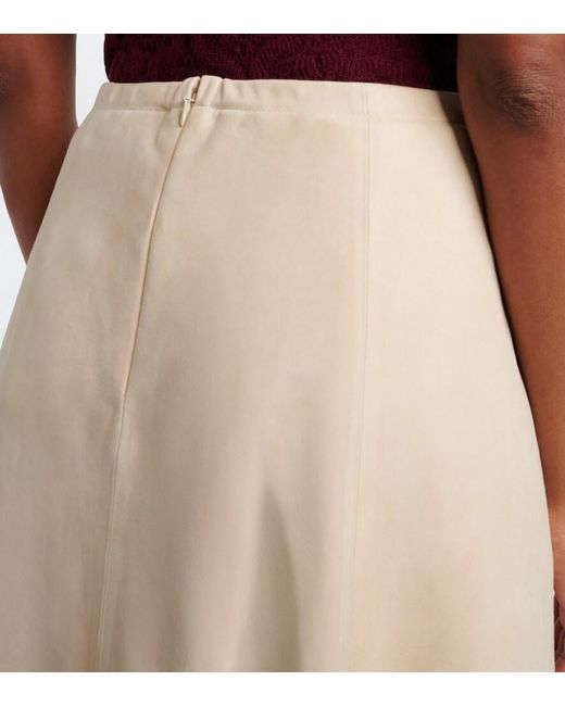 Vince Natural Suede Midi Skirt