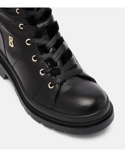 Bogner Black St. Moritz Embellished Shearling-Lined Leather Ankle Boots
