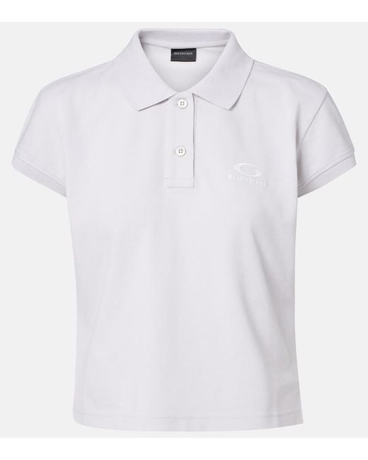 Balenciaga White Cotton Pique Polo Shirt