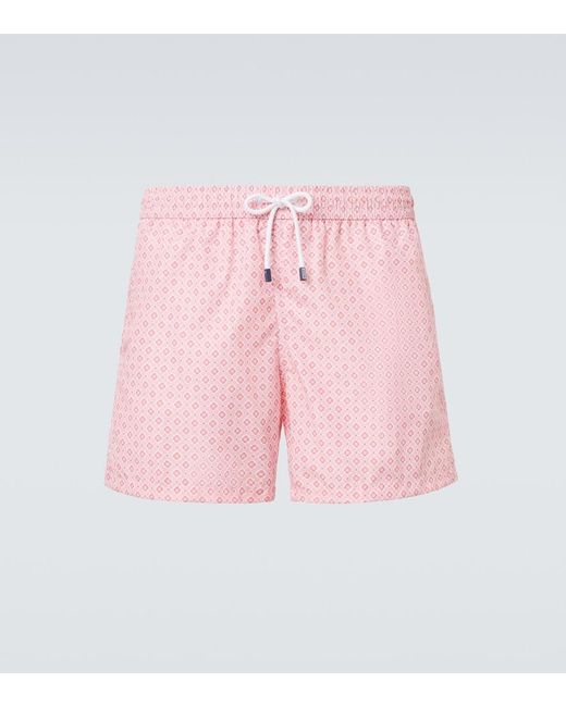 Fedeli Pink Madeira Printed Swim Trunks for men
