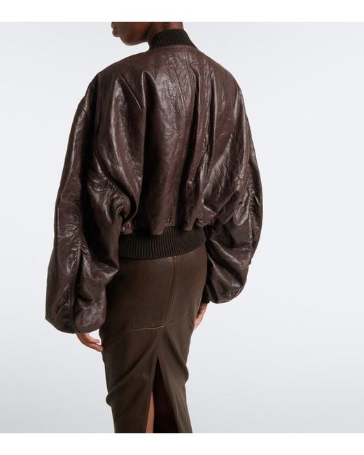 Rick Owens Brown Secchia Leather Bomber Jacket