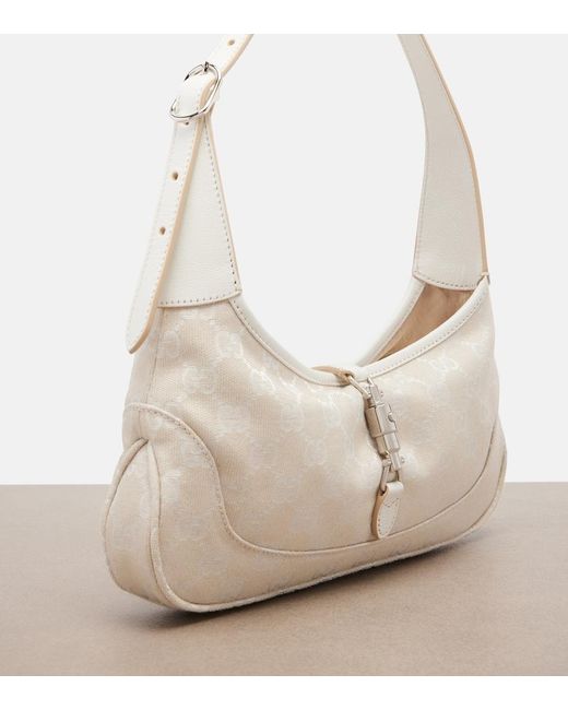 Gucci White Jackie Slim Medium Gg Canvas Shoulder Bag