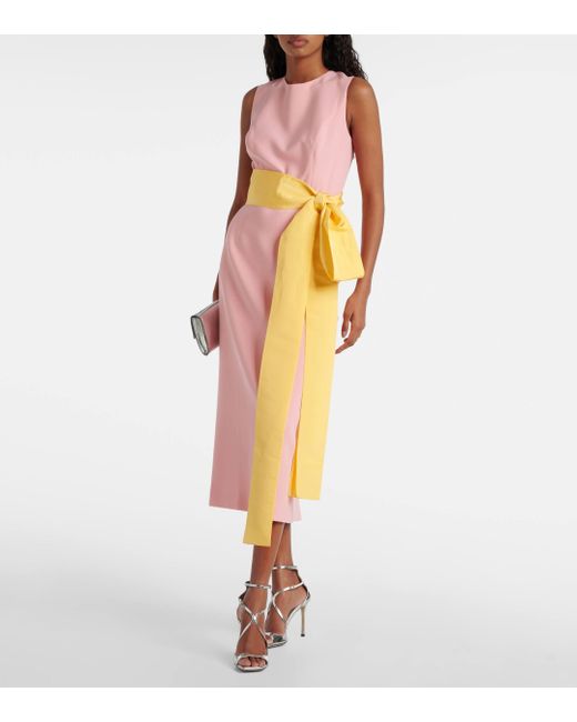 Carolina Herrera Yellow Bow-detail Crepe Midi Dress