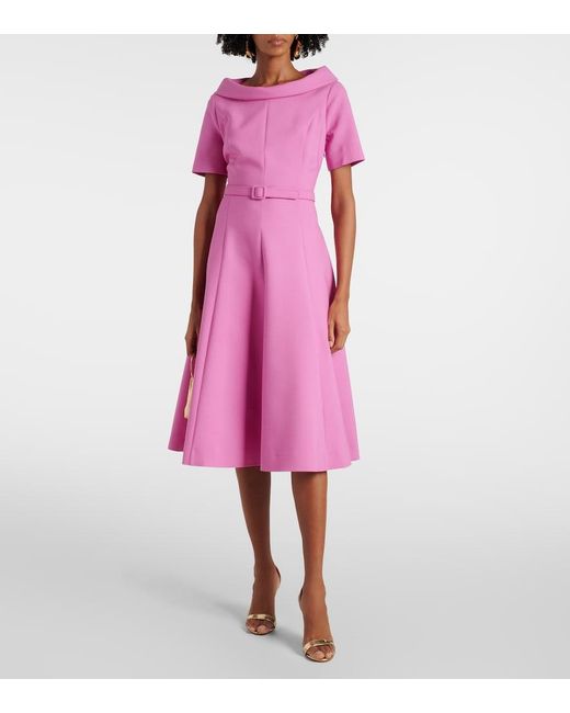 Oscar de la Renta Pink Wool-Blend Midi Dress