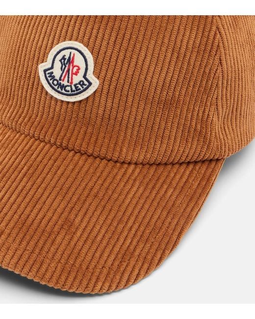 Moncler Brown Logo Corduroy Baseball Cap