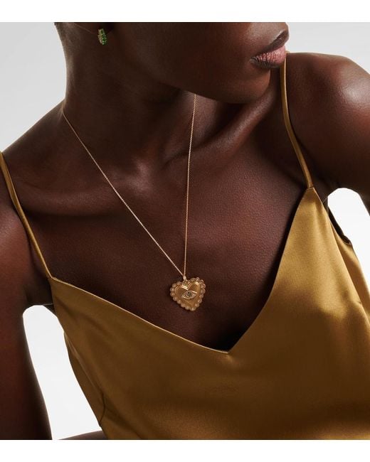 Ileana Makri Metallic 18Kt Necklace With Diamonds And Tsavorites