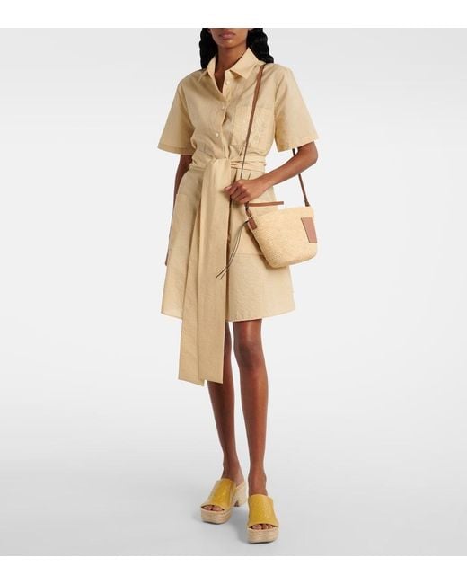 Loewe Multicolor Pochette Bag In Raffia And Calfskin