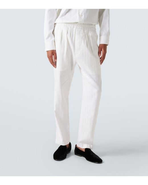 Tom Ford White Cotton And Silk Straight Pants for men