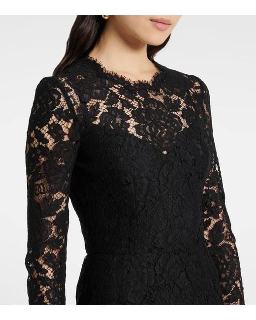 Dolce & Gabbana Black Dg Lace Midi Dress