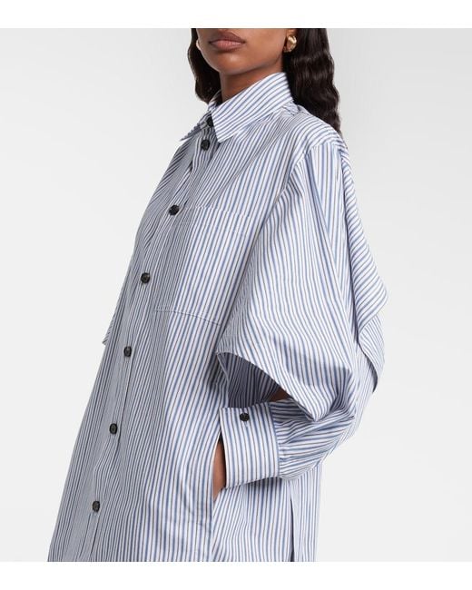 Bottega Veneta Blue Striped Cotton Shirt Dress