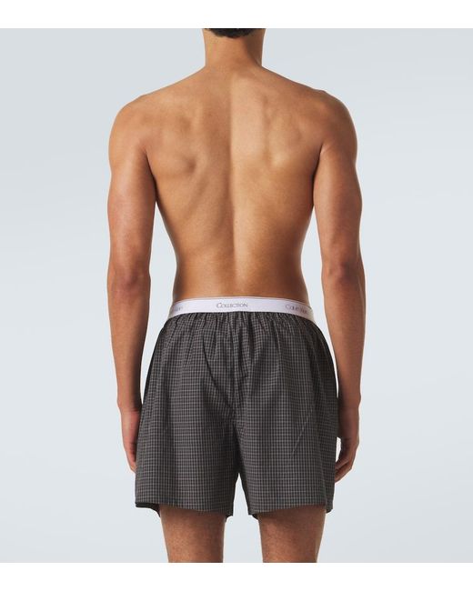 Calvin Klein Gray Owen Checked Cotton Boxer Briefs for men
