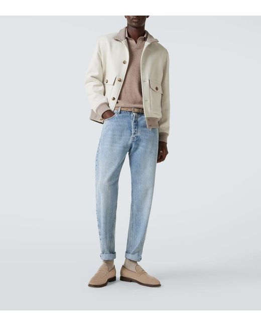 Brunello Cucinelli Blue Mid-Rise Slim Jeans for men