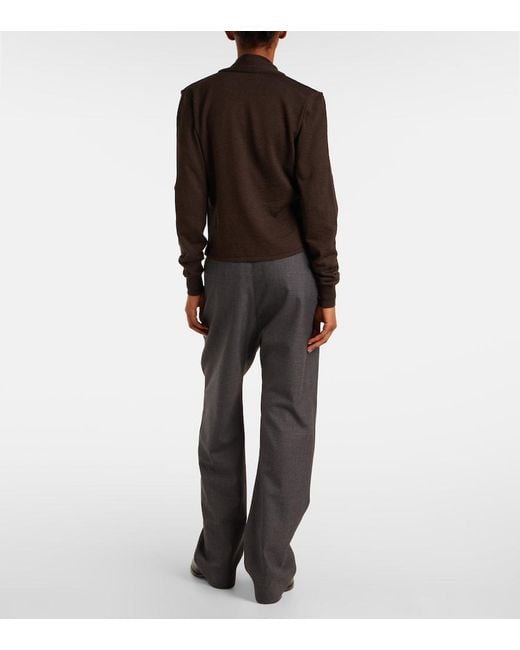 Lemaire Black Twisted Tie-Detail Wool-Blend Cardigan