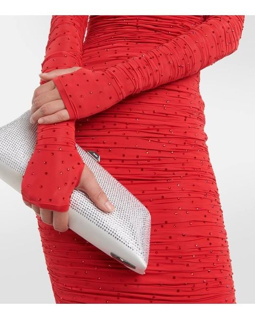 Alex Perry Red Verzierte Robe Hyland Aus Jersey