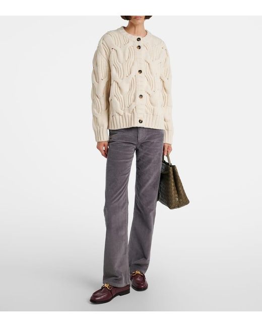 Bottega Veneta Natural Cable-Knit Wool Cardigan
