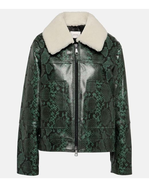 Dorothee Schumacher Green Urban Jungle Snake-Print Leather Jacket