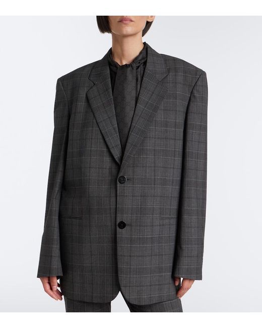 Gucci Black Oversized Checked Wool Blazer