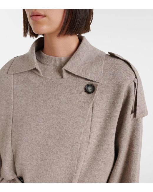 Jardin Des Orangers Natural Cropped Wool And Cashmere Trench Coat