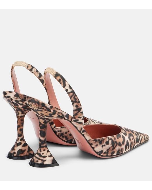 AMINA MUADDI Brown Holli 95 Satin Slingback Pumps