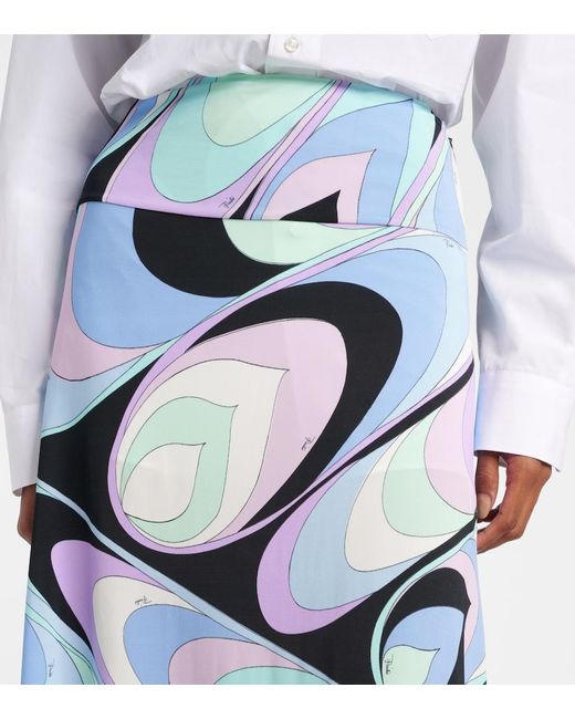Emilio Pucci Blue Jersey Satin Maxi Skirt