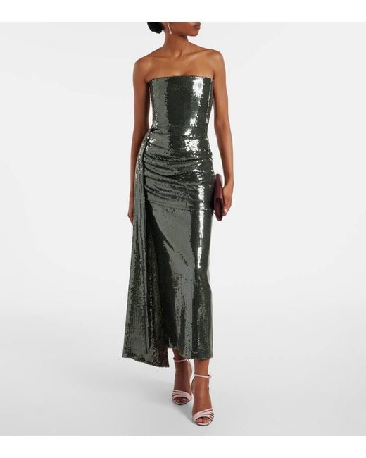 Abito Bustier Lungo Con Paillettes di Alex Perry in Black