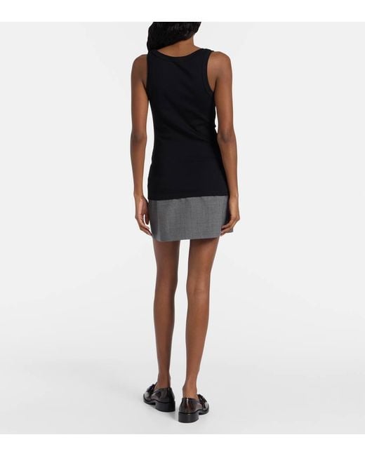 Prada Black Ribbed-Knit Cotton Jersey Tank Top