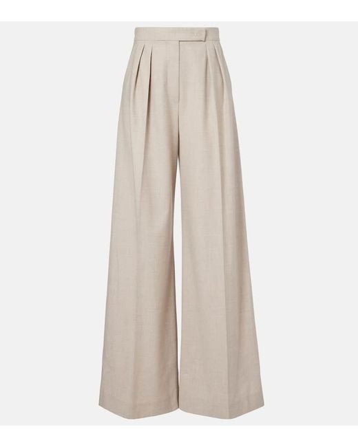 Pantalones Anchos Zulia En Mezcla De Cachemir Max Mara de color Natural