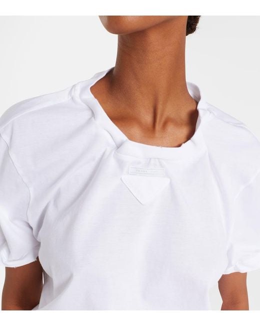Prada White Cotton Jersey T-Shirt