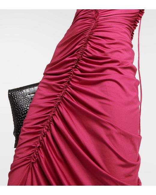 Victoria Beckham Pink Ruched Jersey Maxi Dress