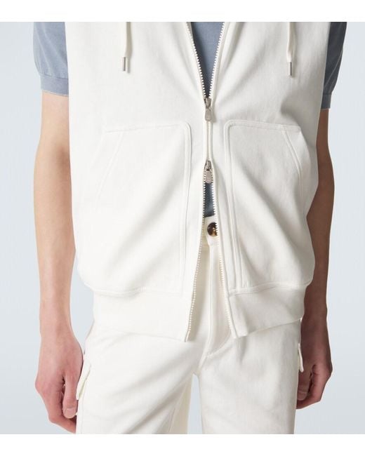 Brunello Cucinelli White Cotton-Blend Hoodie for men