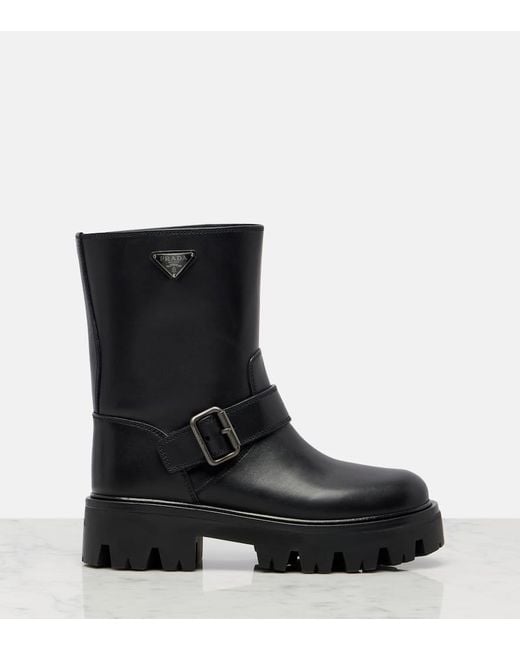 Bottines Stride En Cuir Prada en coloris Black