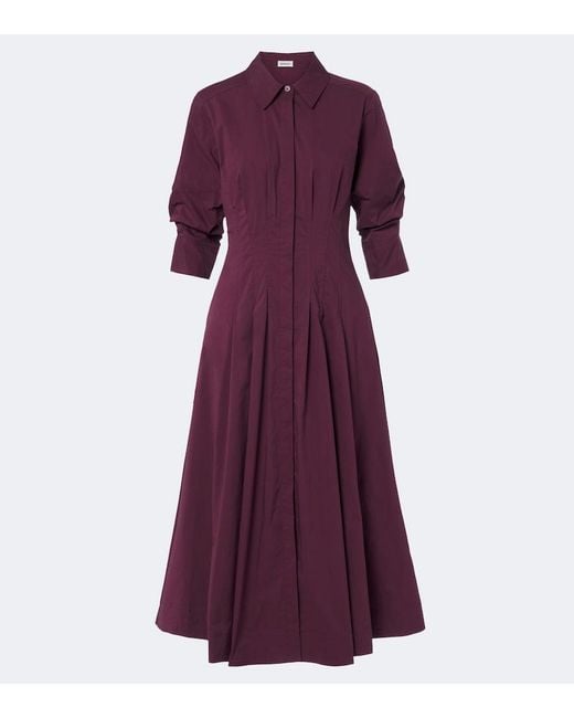 Jonathan Simkhai Purple Jazz Pleated Cotton Poplin Shirt Dress