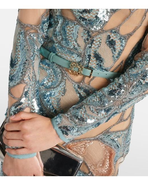 Robe Longue Brodee En Soie Melangee Elie Saab en coloris White