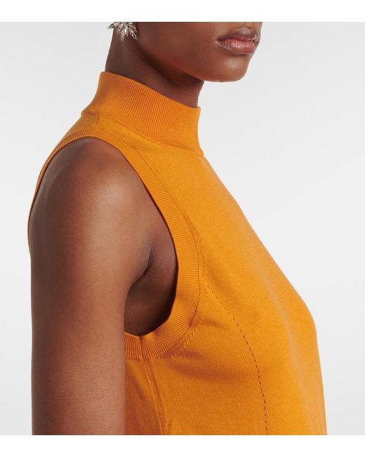 Carolina Herrera Yellow Knitted Silk And Cotton Turtleneck Top