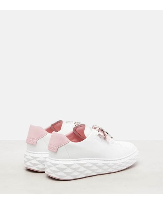 Jimmy Choo White Diamond Light Maxi Leather Sneakers