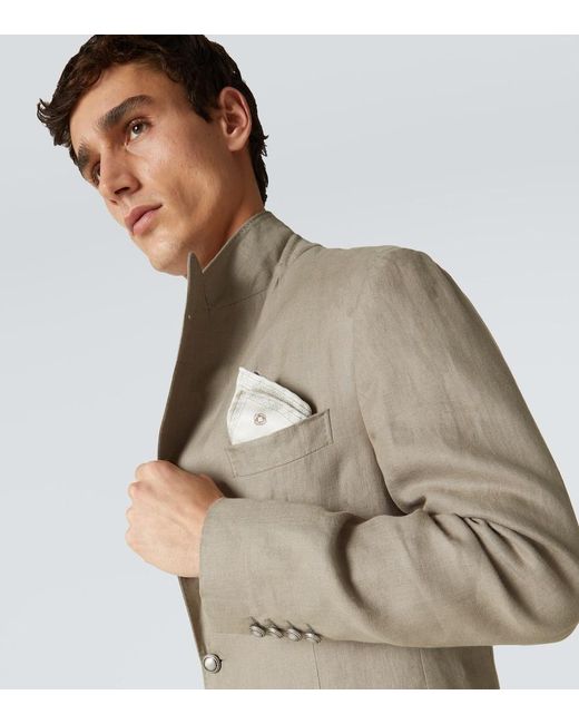 Brunello Cucinelli Natural Silk Pocket Square for men