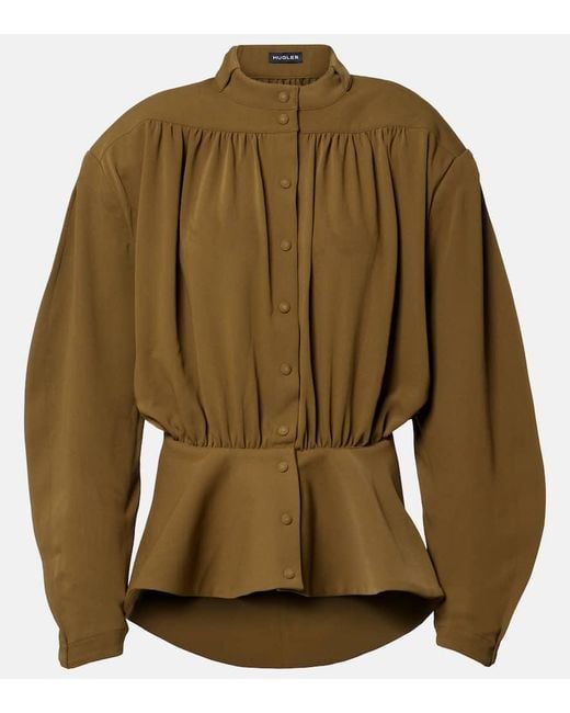 Mugler Green Bluse Re/Edit Hiver Russe Aus Crepe-Twill