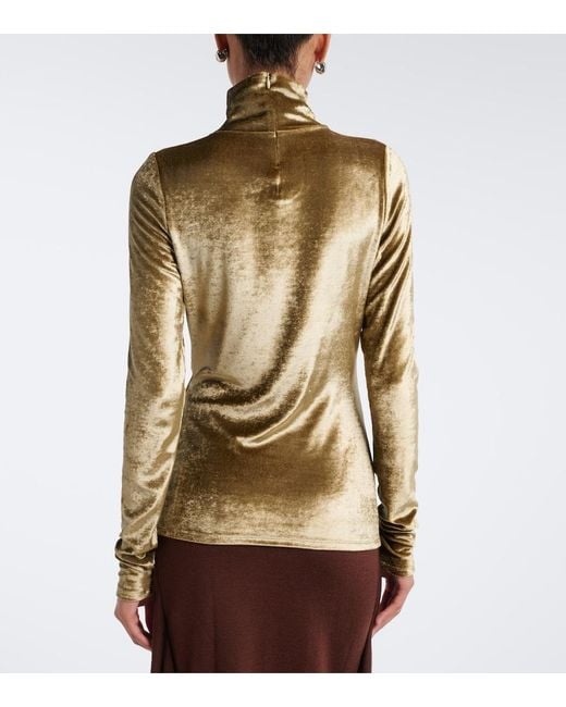 Lemaire Green Velvet Turtleneck Top