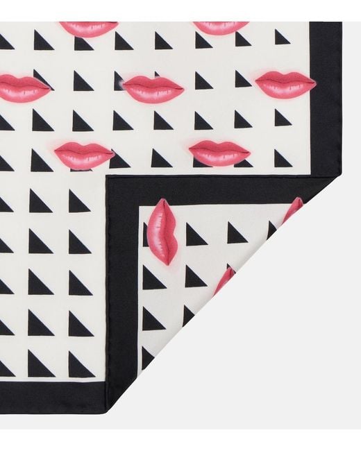 Prada Black Printed Silk Twill Scarf