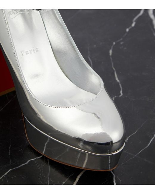Christian Louboutin White Movidastrap Metallic Leather Pumps