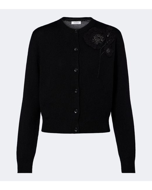 Erdem Black Beaded Wool Cardigan