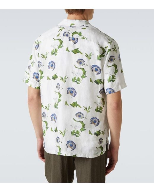 Orlebar Brown Multicolor Maitan Floral Linen Bowling Shirt for men