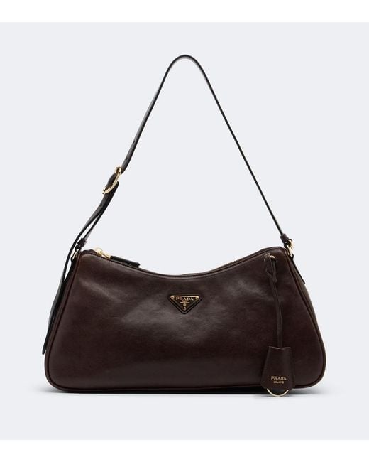 Prada Brown Aimee Large Leather Shoulder Bag