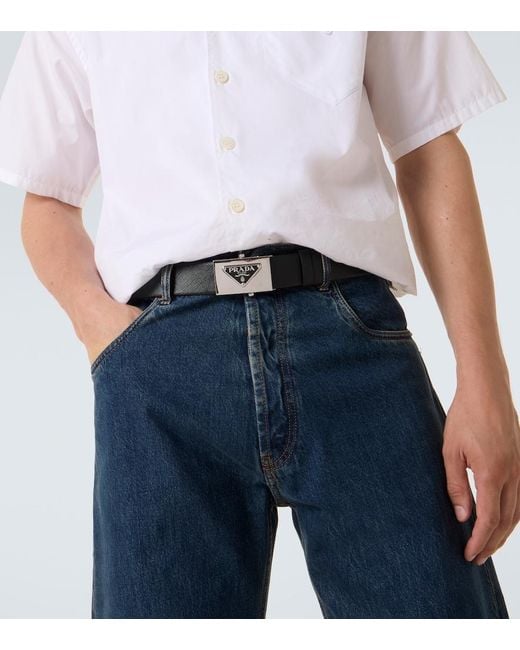 Prada Guertel Aus Saffiano-Leder in Black für Herren